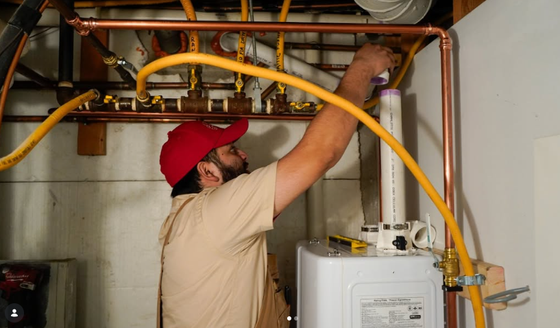 Copper pipework and water heater